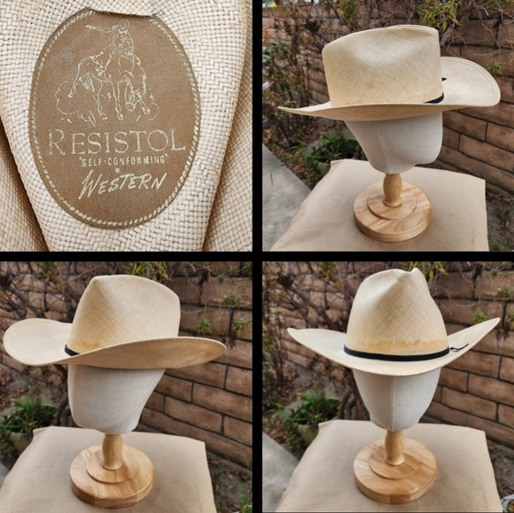 7 1/8 Resistol Tycoon Country Western Straw Cowboy Hat Natural Vinylcote - Picture 1 of 16